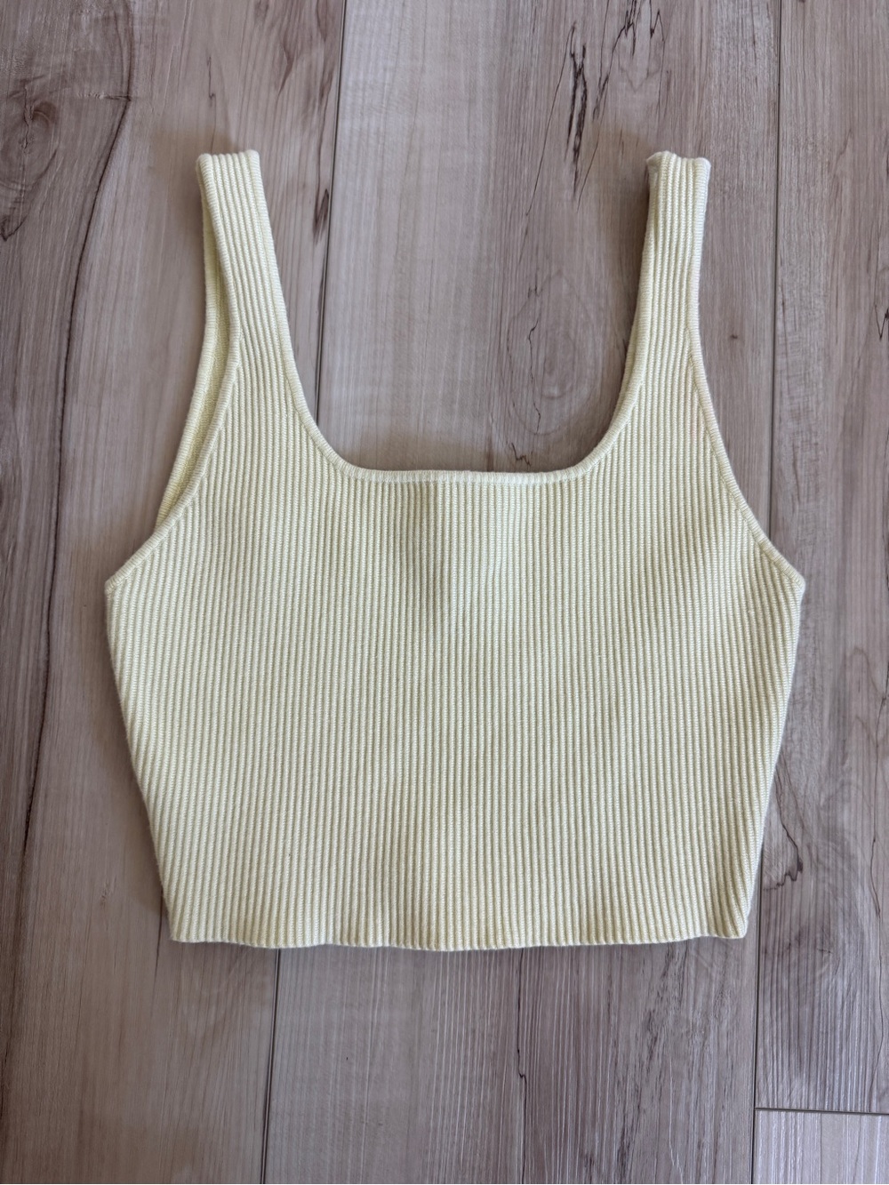 Butter Yellow Square-Neck Cropped Top